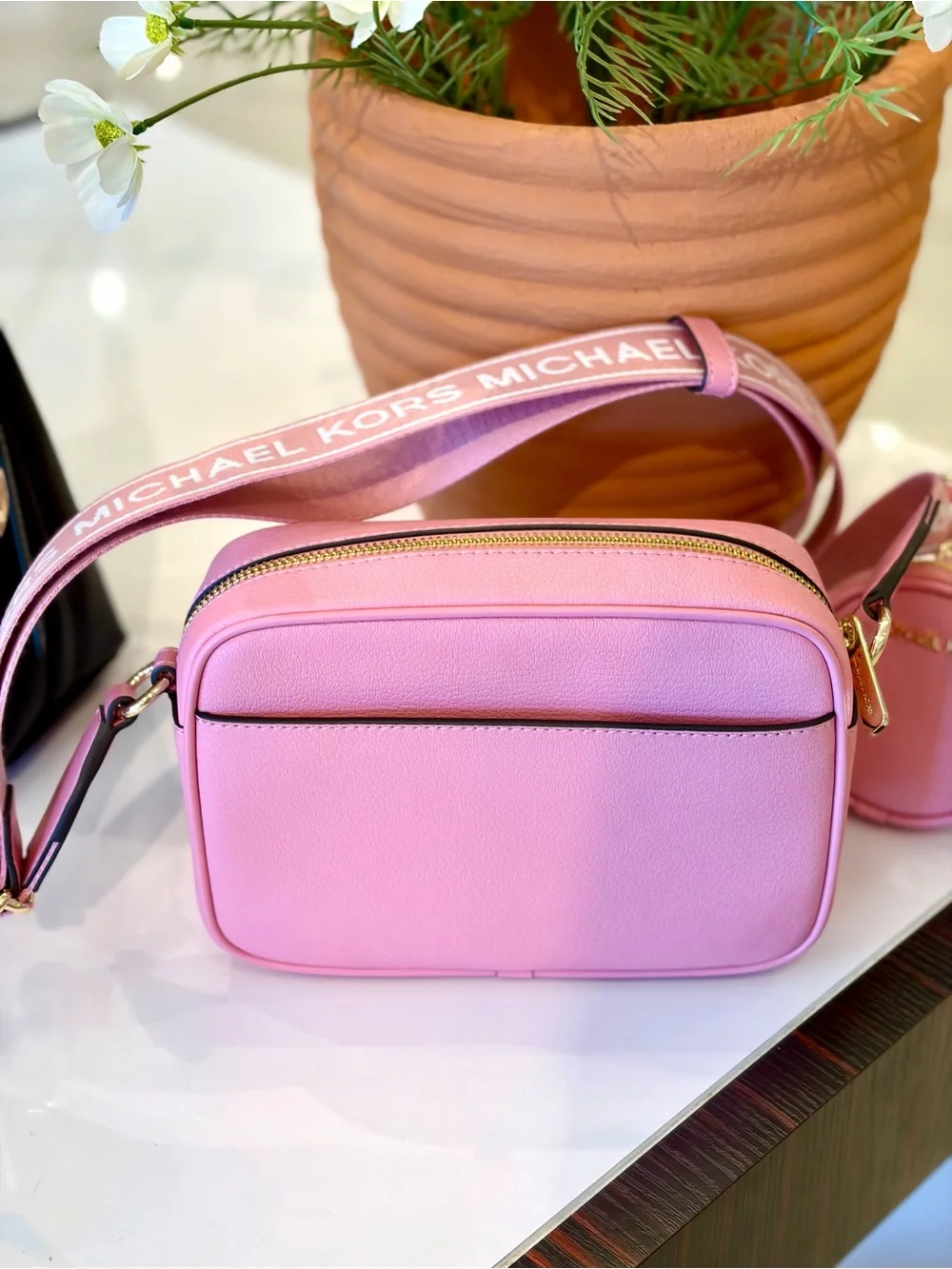 Michael Kors Jet Set Travel Med Pocket Leather Crossbody XBody With Attachments
